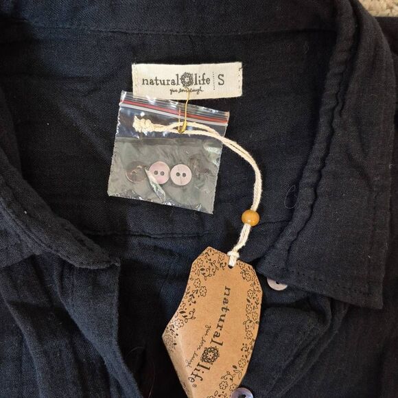 Natural Life Maxi Shirt Dress Women’s S Black Button Up - Picture 4 of 8